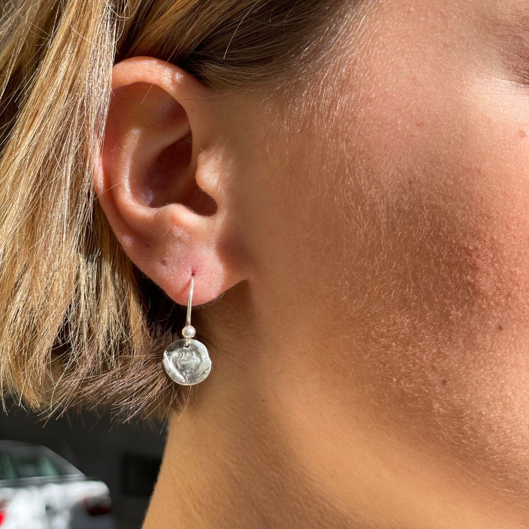 Sweet Mini Heart Disc Earrings