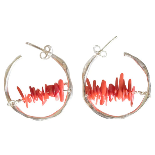 Pendientes Aros Maggie con coral