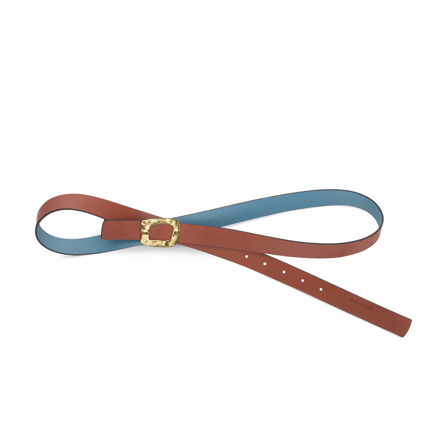 CINTURÓN CELESTE - CUERO REVERSIBLE 25 mm / HEBILLA PEQUEÑA LATON