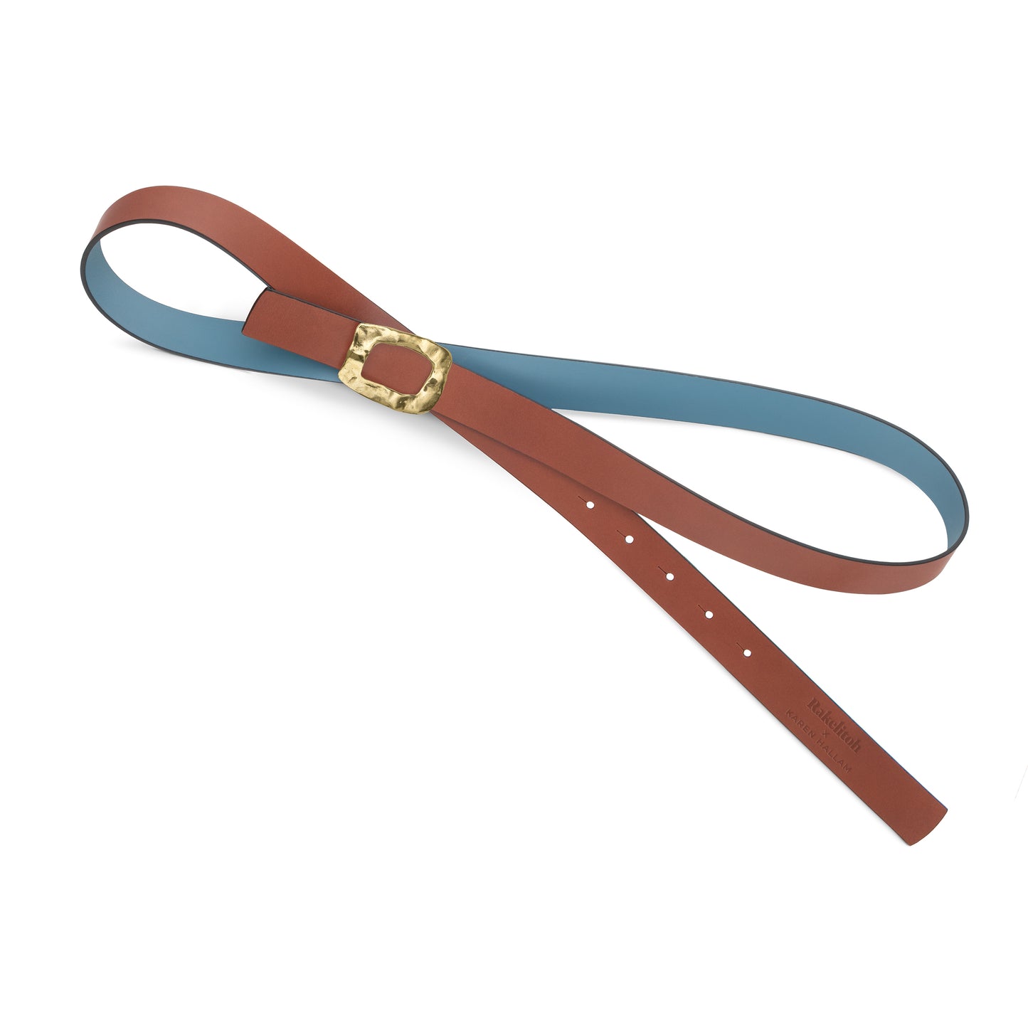 CINTURÓN CELESTE - CUERO REVERSIBLE 25 mm / HEBILLA PEQUEÑA LATON
