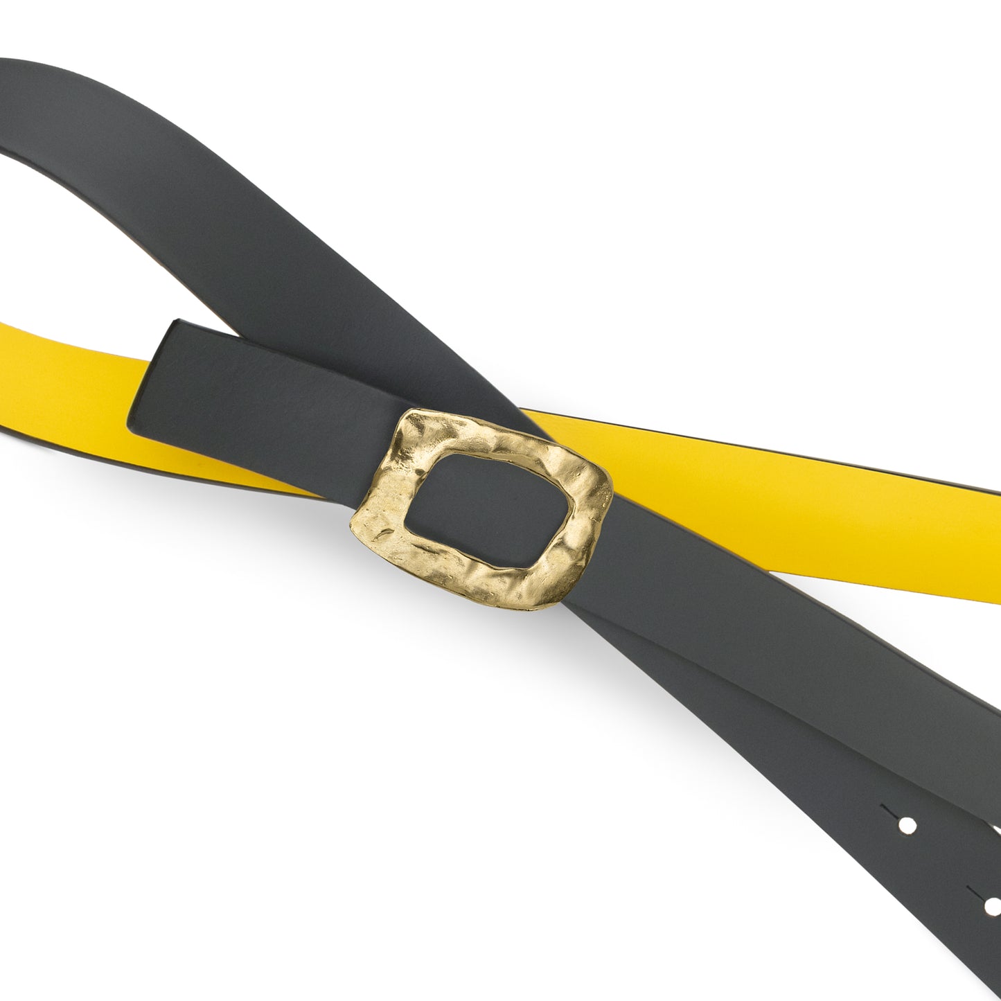 CINTURÓN AMARILLO - GRIS REVERSIBLE 25 mm / HEBILLA PEQUEÑA LATON