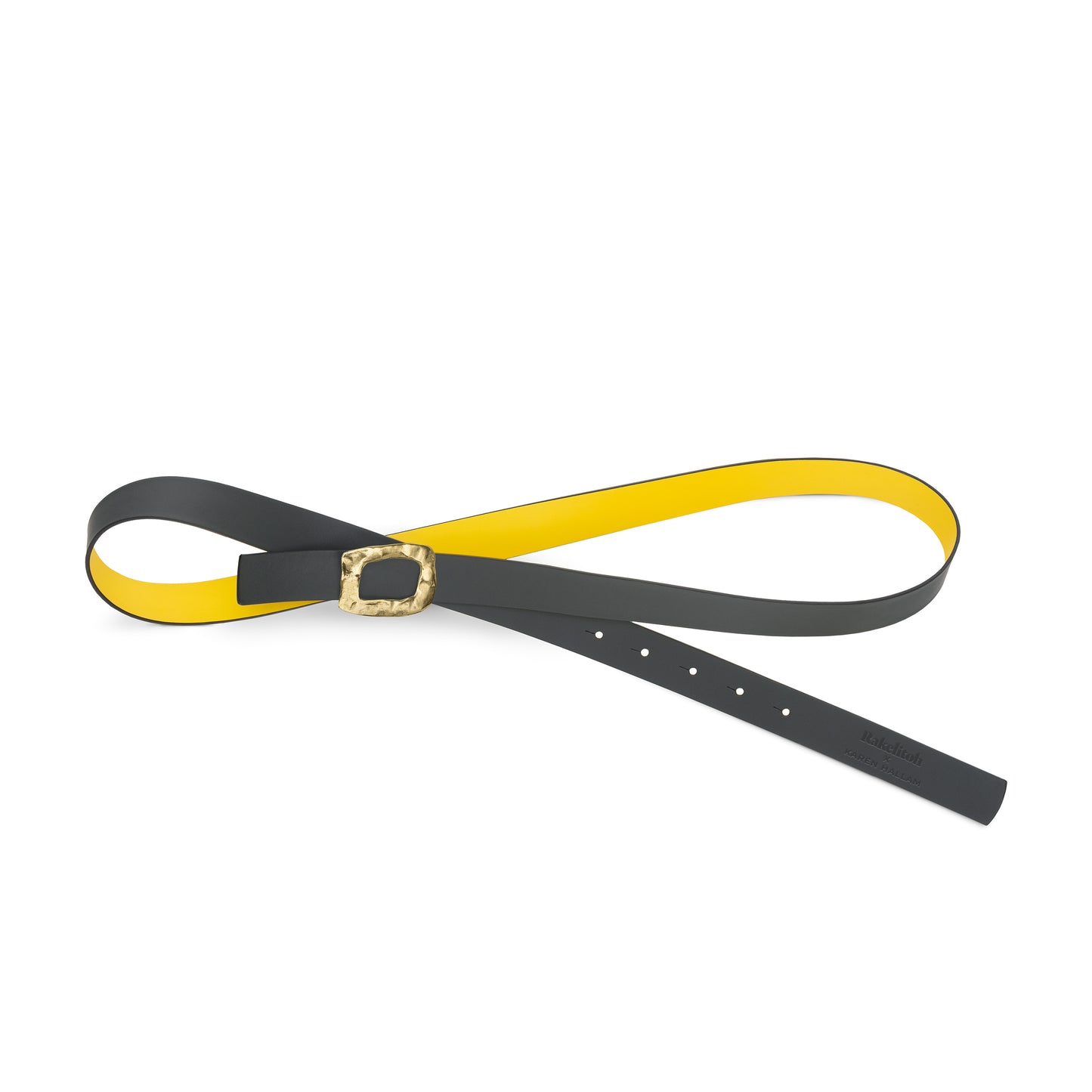 CINTURÓN AMARILLO - GRIS REVERSIBLE 25 mm / HEBILLA PEQUEÑA LATON