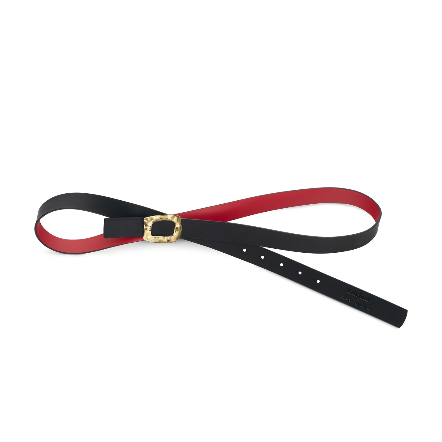 CINTURÓN ROJO - NEGRO REVERSIBLE 25 mm / HEBILLA PEQUEÑA LATON