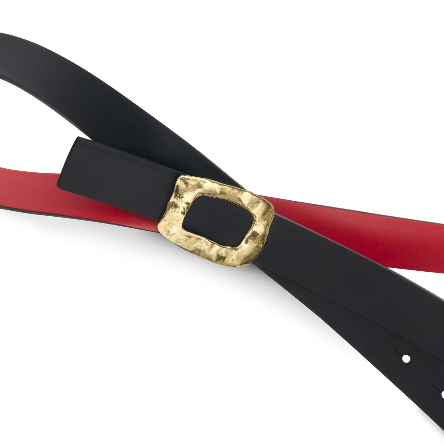 CINTURÓN ROJO - NEGRO REVERSIBLE 42 mm / HEBILLA GRANDE LATÓN