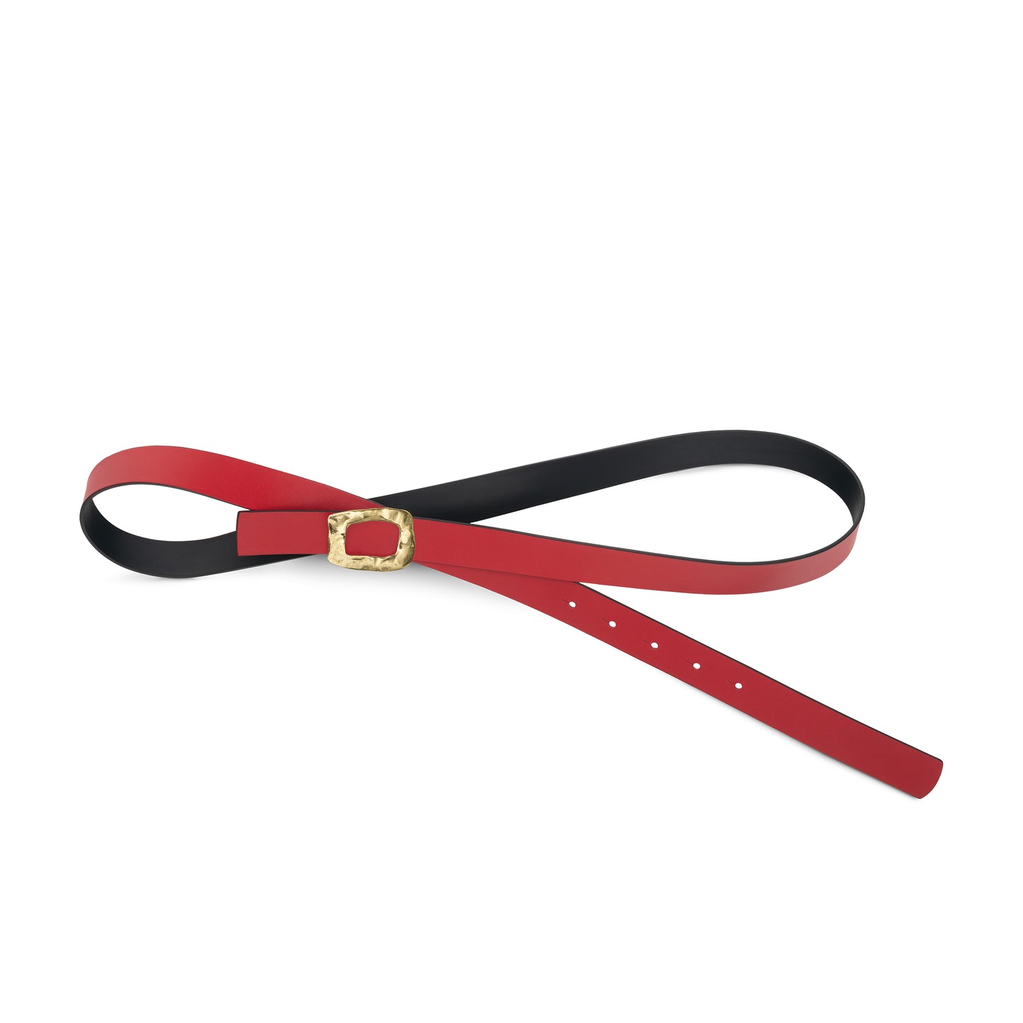 CINTURÓN ROJO - NEGRO REVERSIBLE 25 mm / HEBILLA PEQUEÑA LATON
