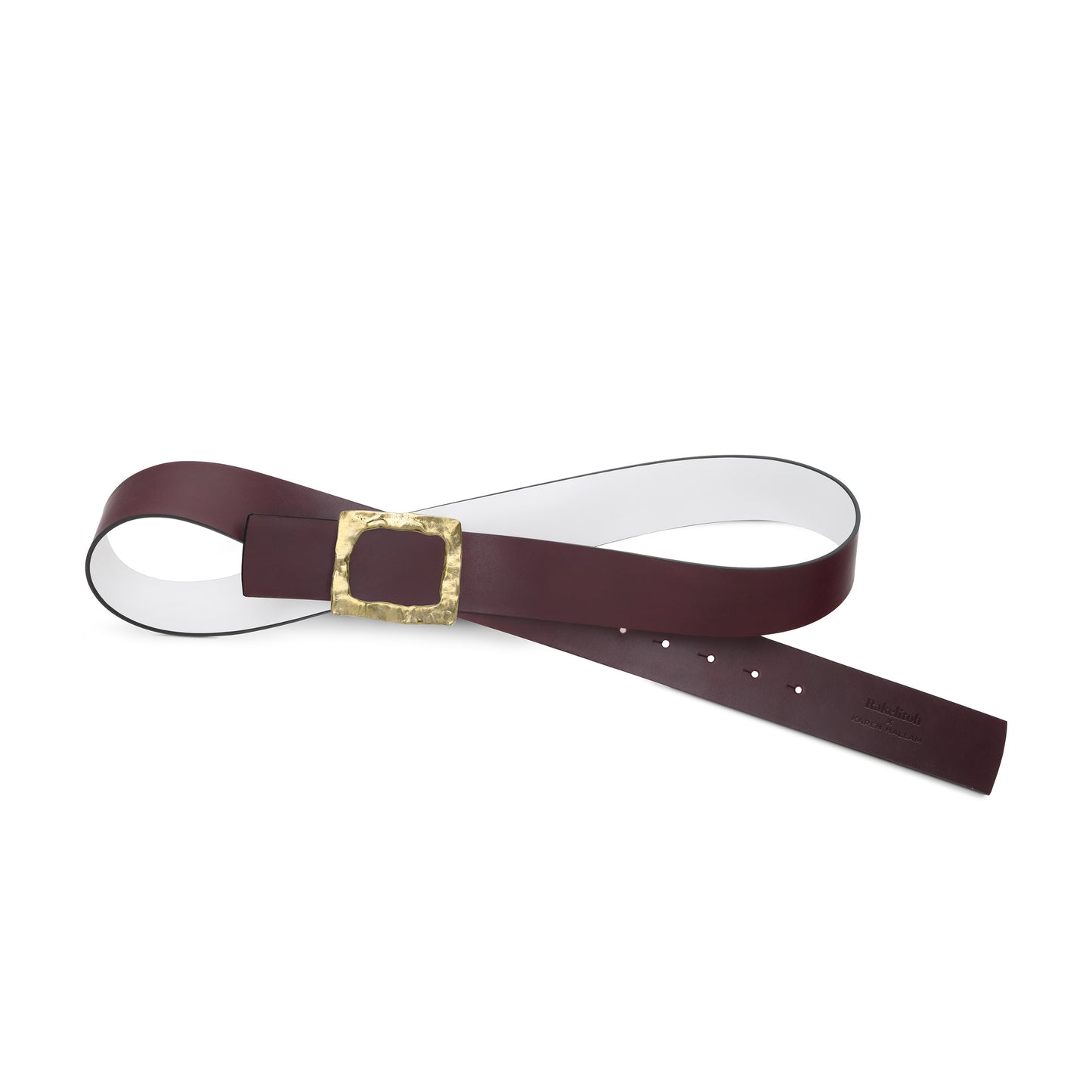 CINTURÓN BLANCO - BURDEOS REVERSIBLE 42 mm / HEBILLA GRANDE LATÓN