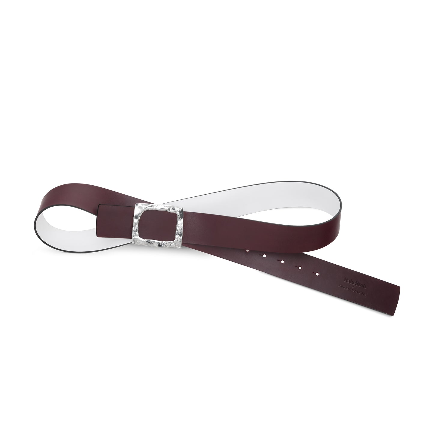 CINTURÓN BLANCO - BURDEOS REVERSIBLE 42 mm / HEBILLA GRANDE ACABADO PLATA