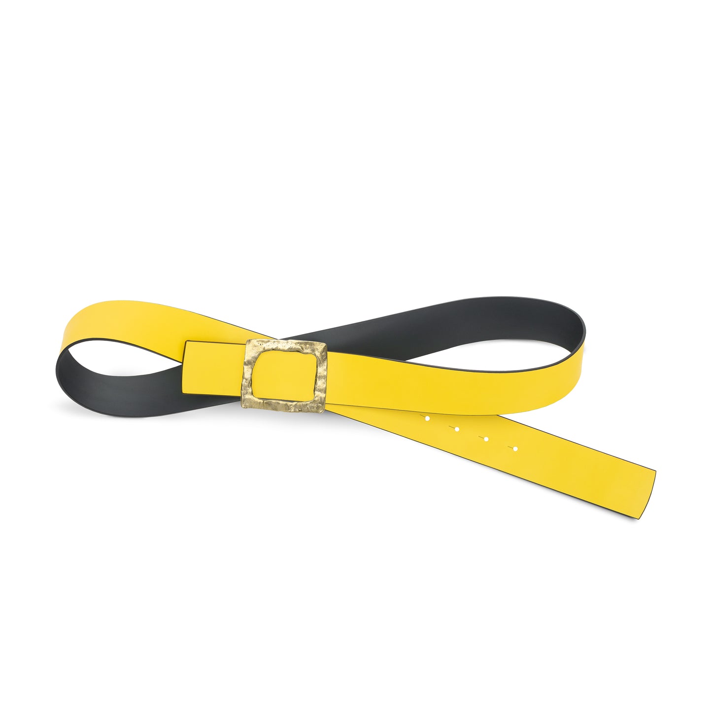 CINTURÓN AMARILLO - GRIS REVERSIBLE 42 mm / HEBILLA GRANDE LATÓN