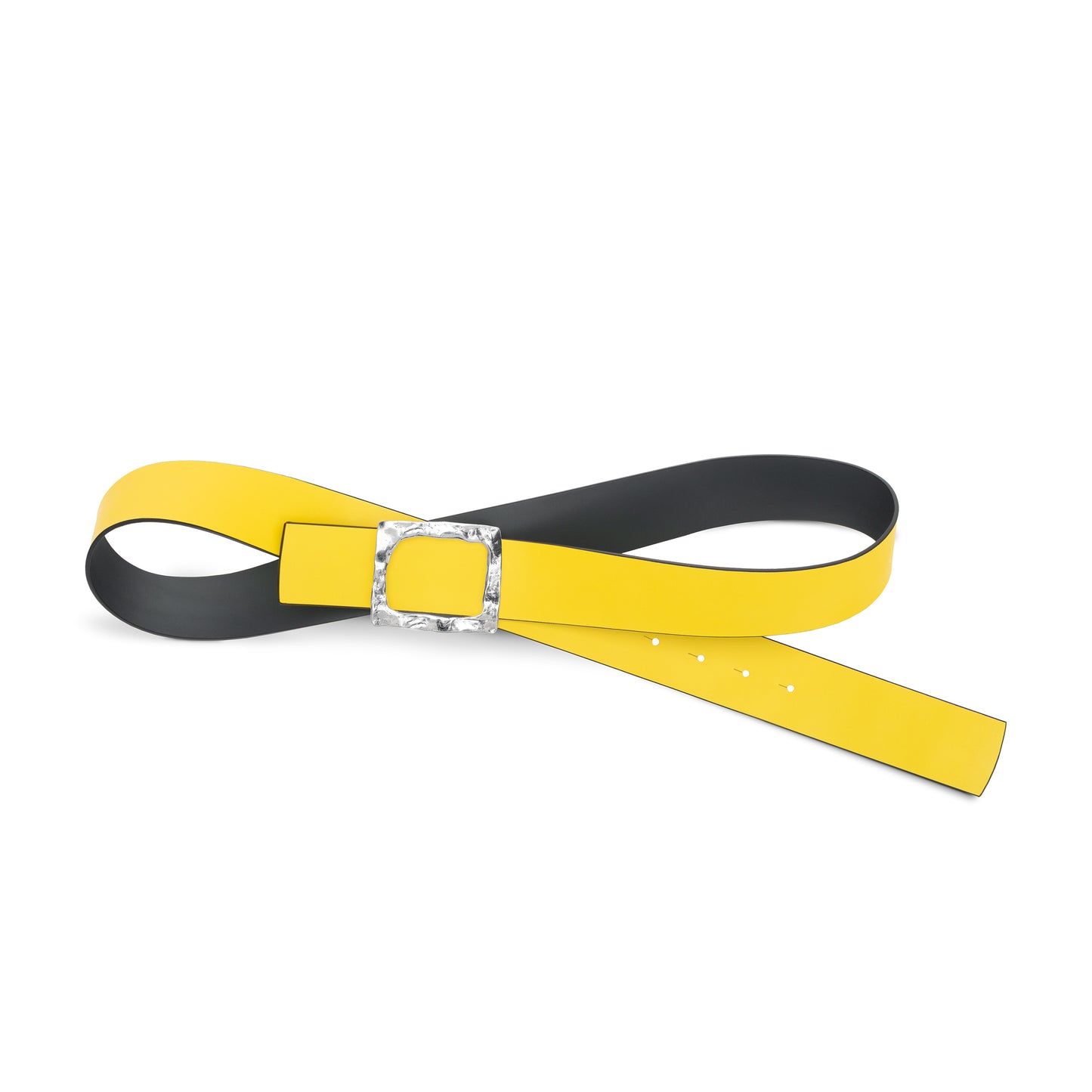 CINTURÓN AMARILLO - GRIS REVERSIBLE 42 mm / HEBILLA GRANDE ACABADO PLATA