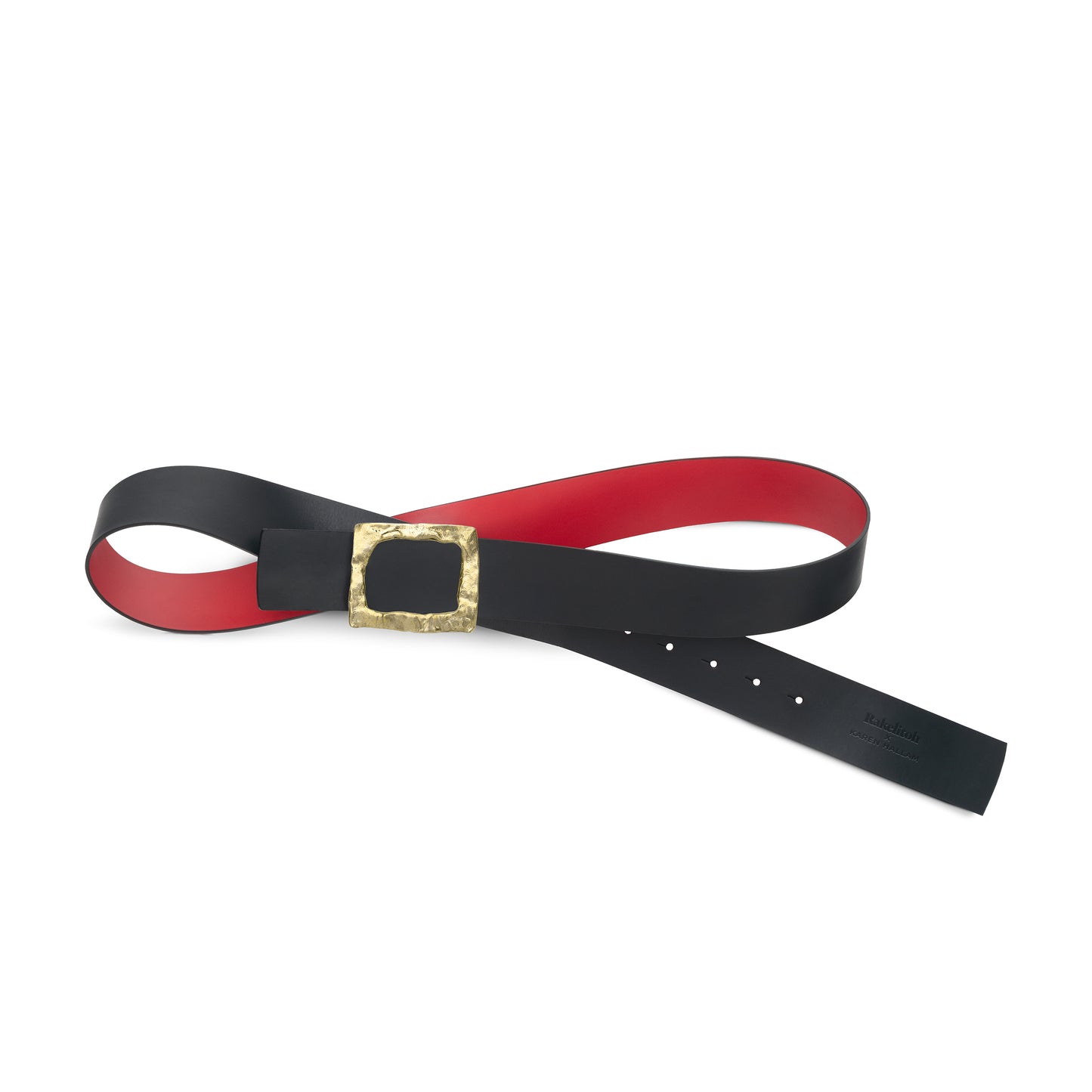 CINTURÓN ROJO - NEGRO REVERSIBLE 42 mm / HEBILLA GRANDE LATÓN