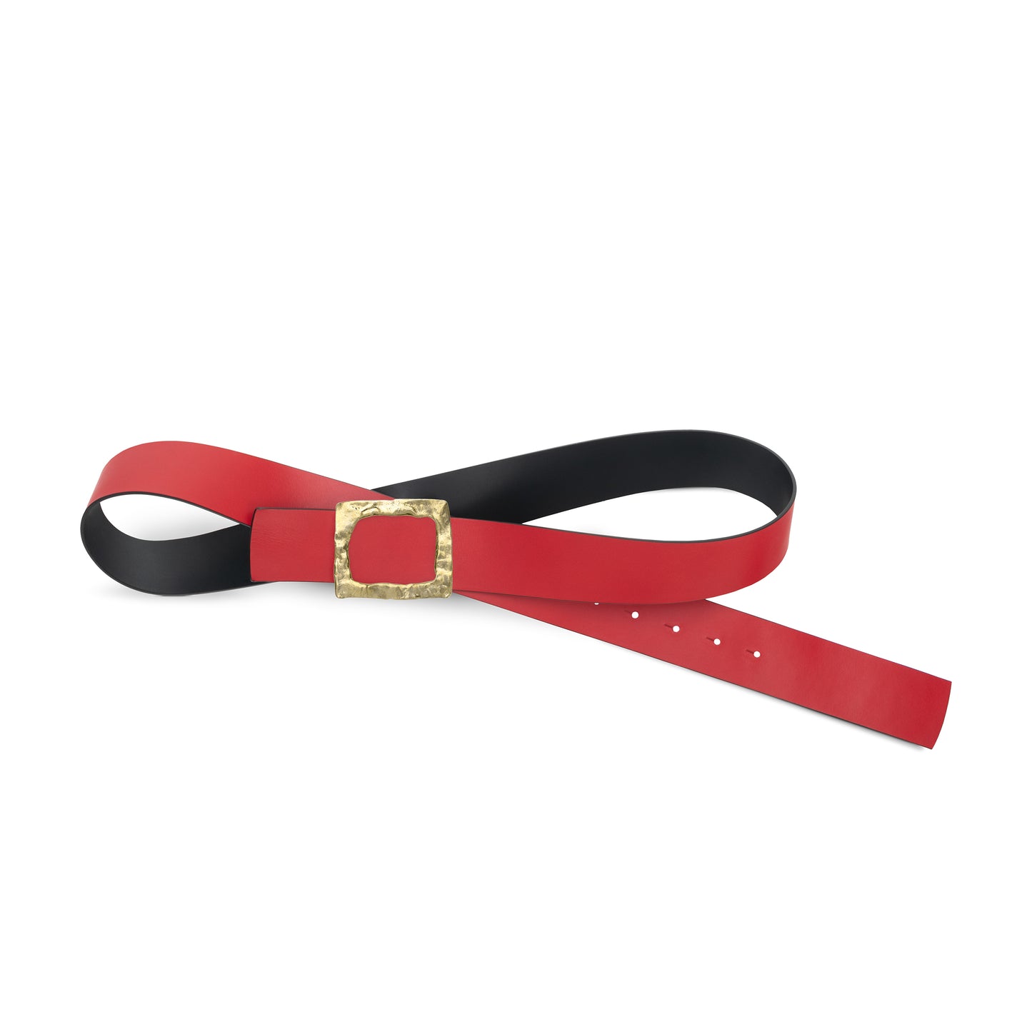 CINTURÓN ROJO - NEGRO REVERSIBLE 42 mm / HEBILLA GRANDE LATÓN