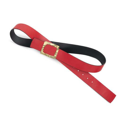 CINTURÓN ROJO - NEGRO REVERSIBLE 42 mm / HEBILLA GRANDE LATÓN