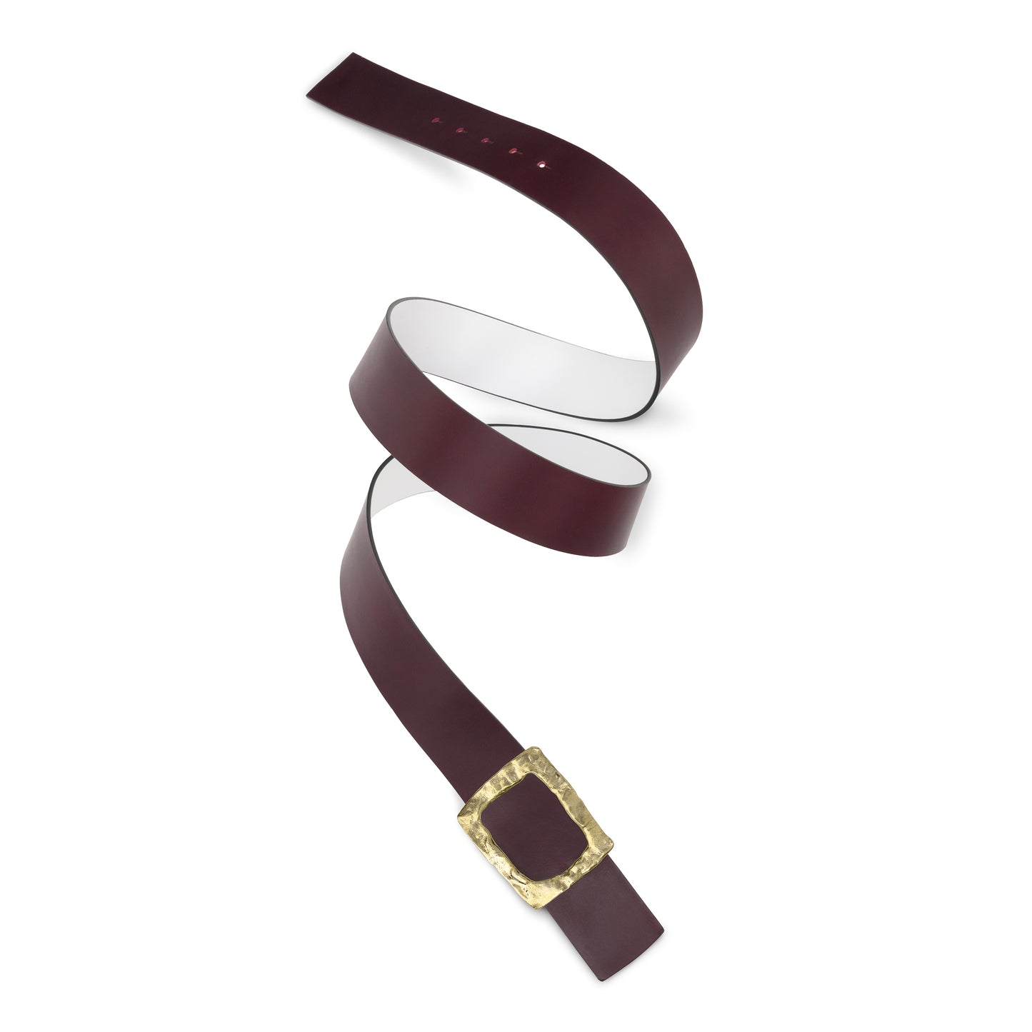 CINTURÓN BLANCO - BURDEOS REVERSIBLE 42 mm / HEBILLA GRANDE LATÓN