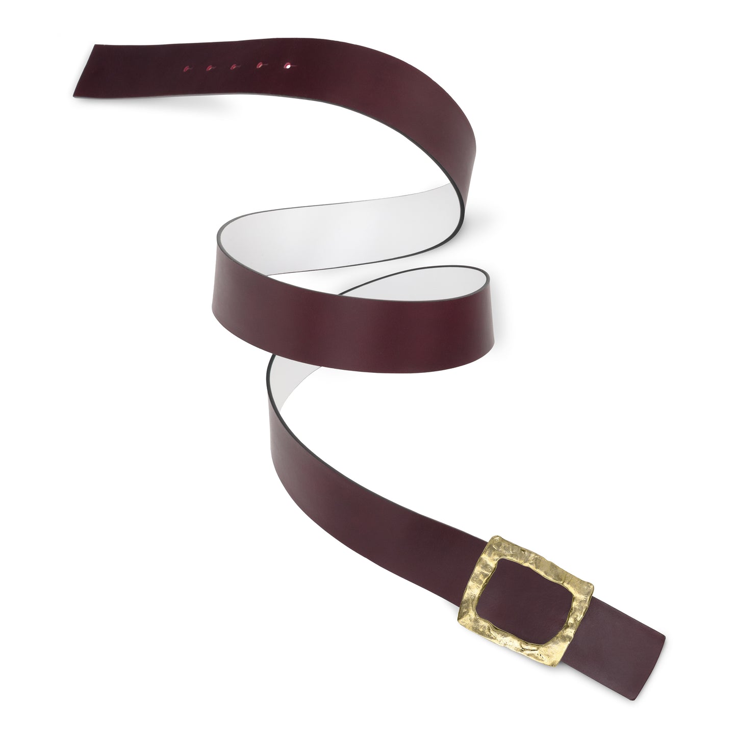CINTURÓN BLANCO - BURDEOS REVERSIBLE 42 mm / HEBILLA GRANDE LATÓN