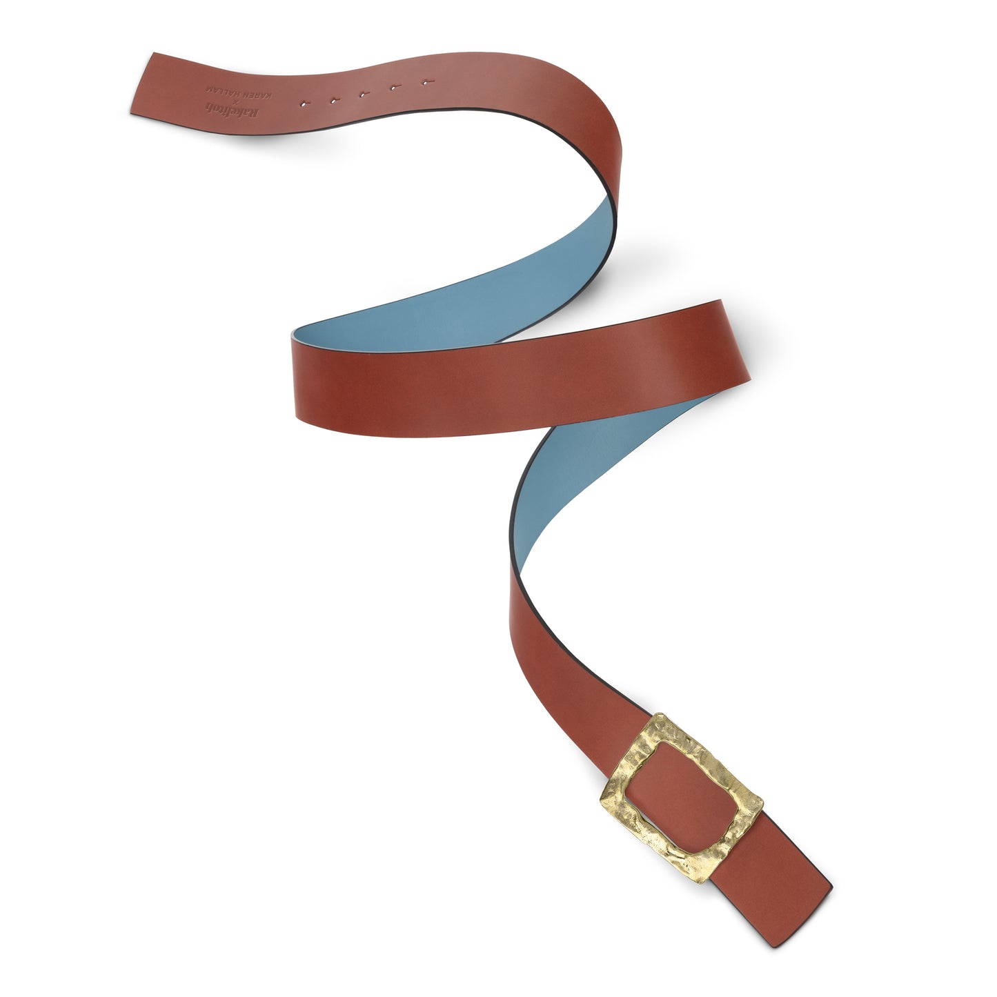 CINTURÓN CELESTE - CUERO REVERSIBLE 42 mm / HEBILLA GRANDE LATÓN