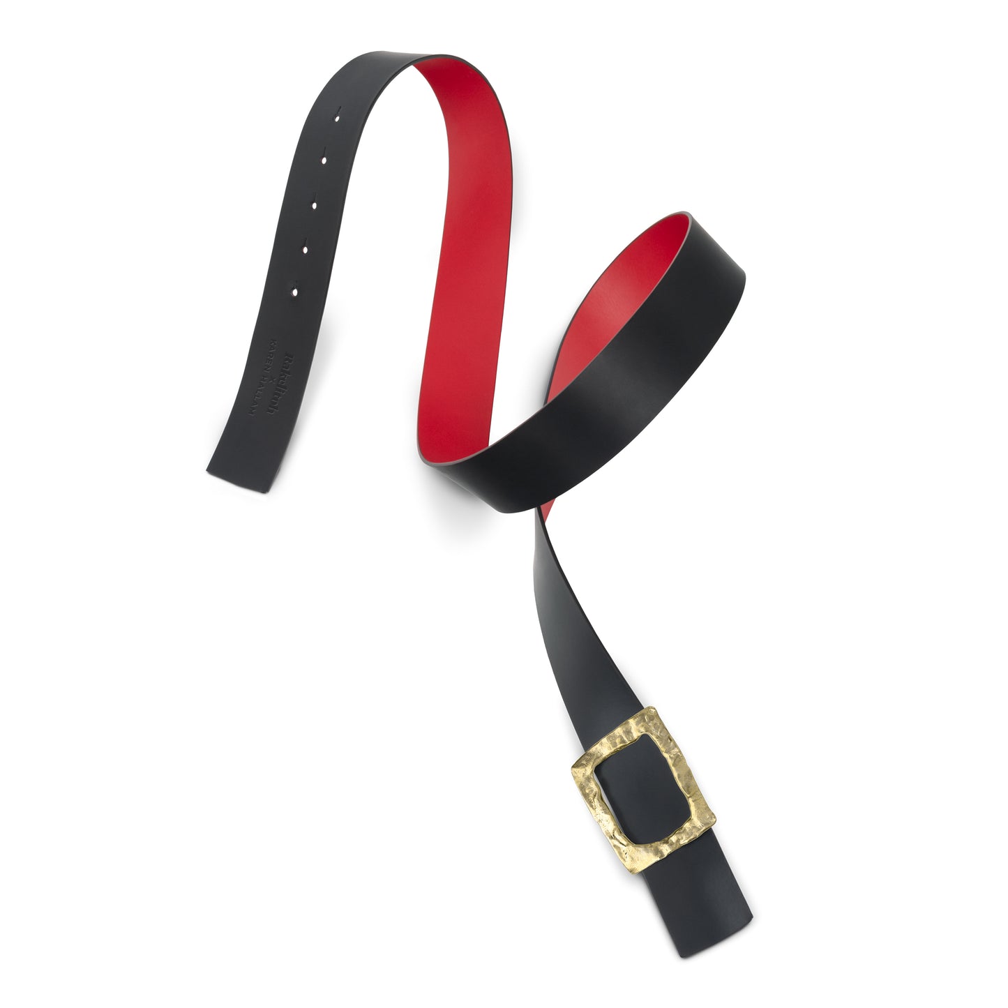 CINTURÓN ROJO - NEGRO REVERSIBLE 42 mm / HEBILLA GRANDE LATÓN