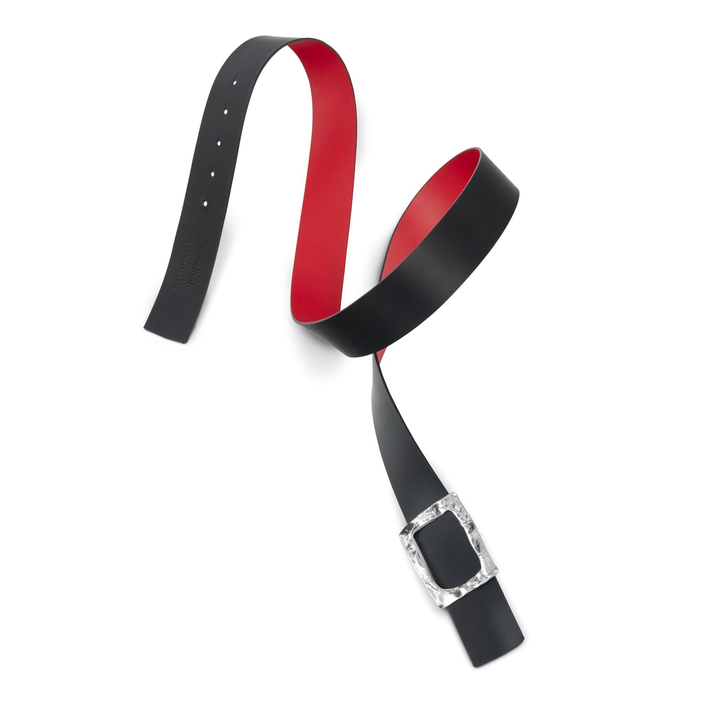 CINTURÓN ROJO - NEGRO REVERSIBLE 42 mm / HEBILLA GRANDE ACABADO PLATA