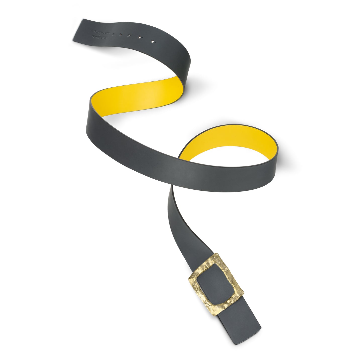 CINTURÓN AMARILLO - GRIS REVERSIBLE 42 mm / HEBILLA GRANDE LATÓN