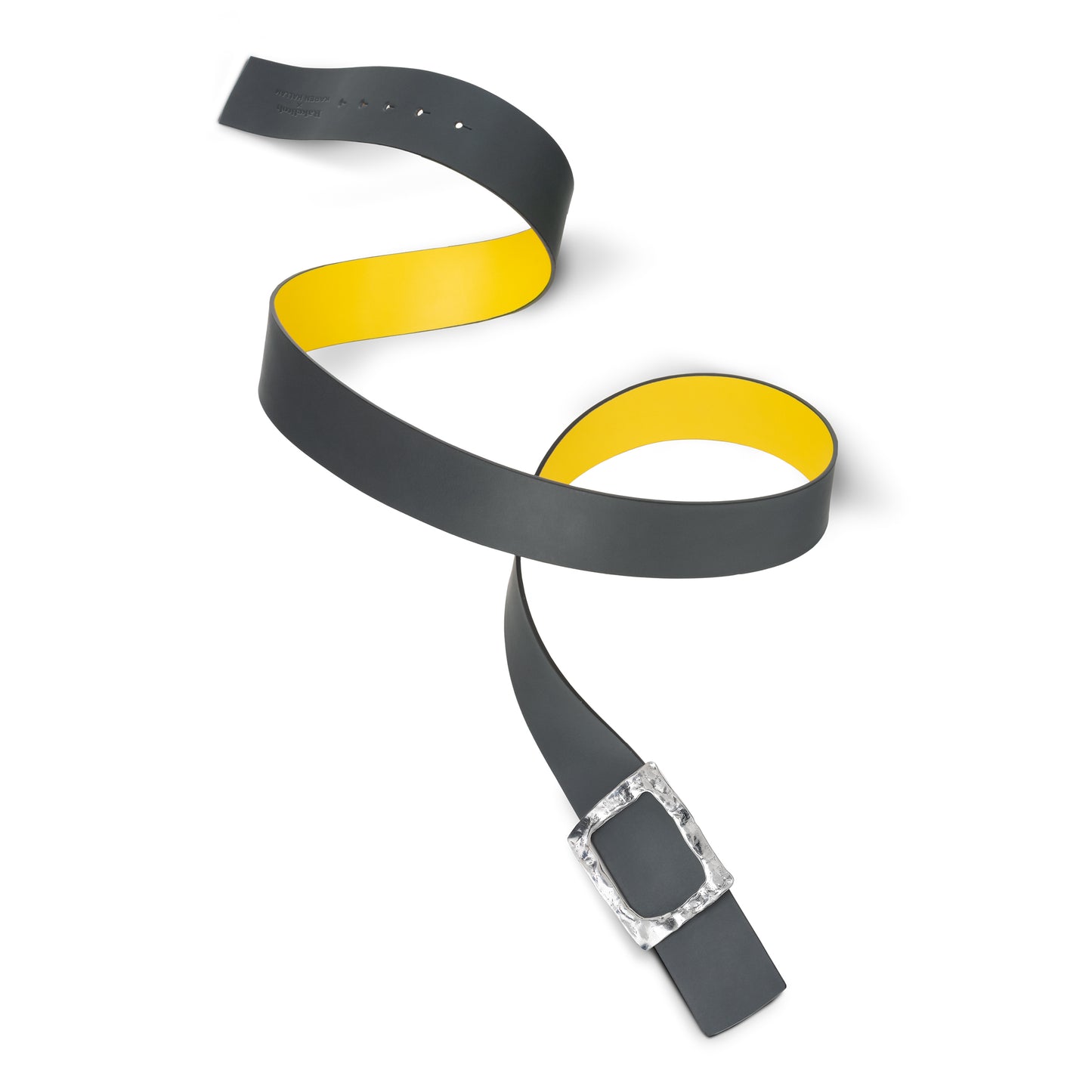 CINTURÓN AMARILLO - GRIS REVERSIBLE 42 mm / HEBILLA GRANDE ACABADO PLATA