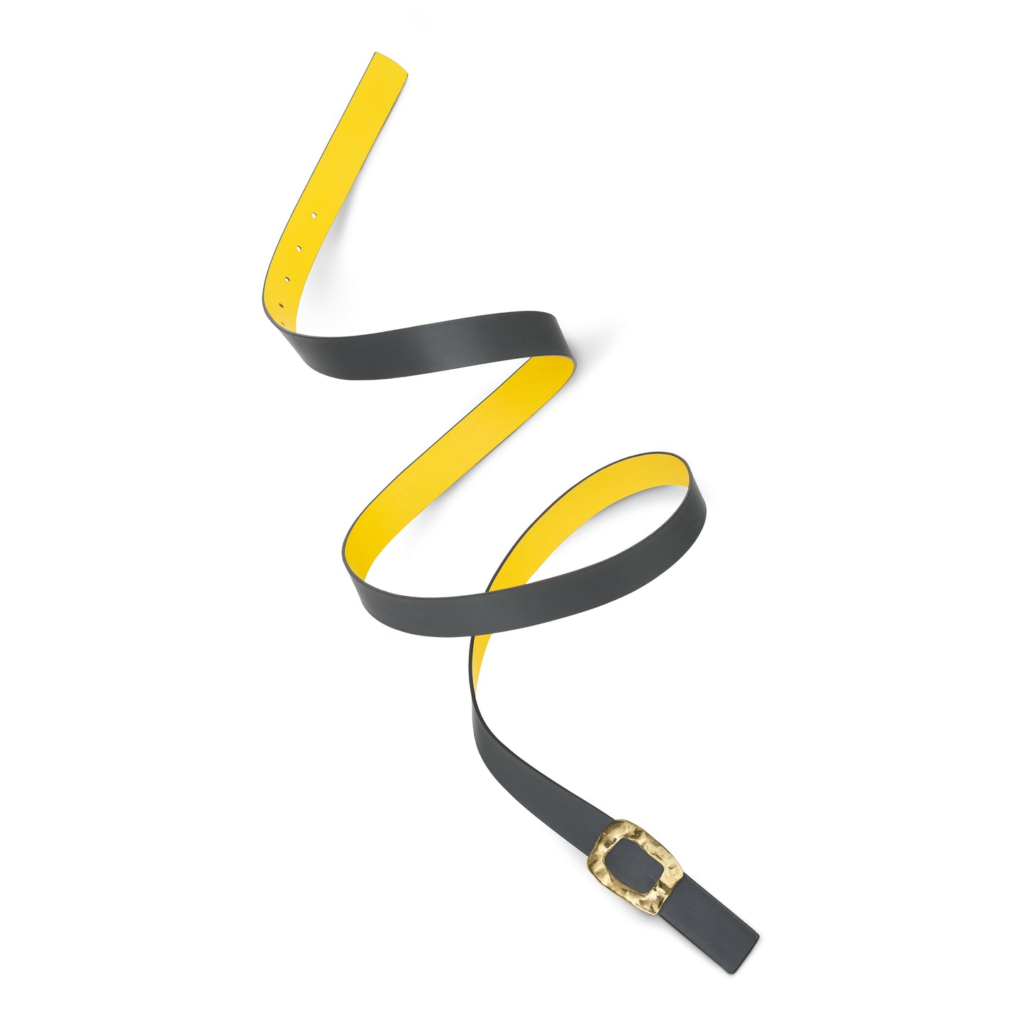CINTURÓN AMARILLO - GRIS REVERSIBLE 25 mm / HEBILLA PEQUEÑA LATON