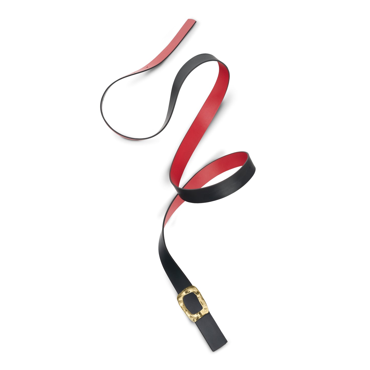 CINTURÓN ROJO - NEGRO REVERSIBLE 25 mm / HEBILLA PEQUEÑA LATON