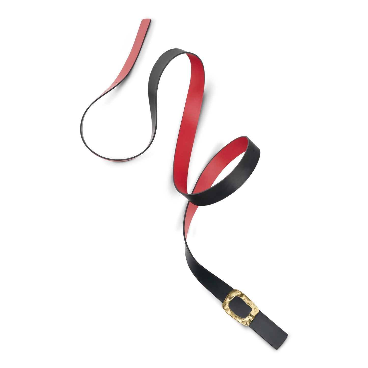 CINTURÓN ROJO - NEGRO REVERSIBLE 25 mm / HEBILLA PEQUEÑA LATON