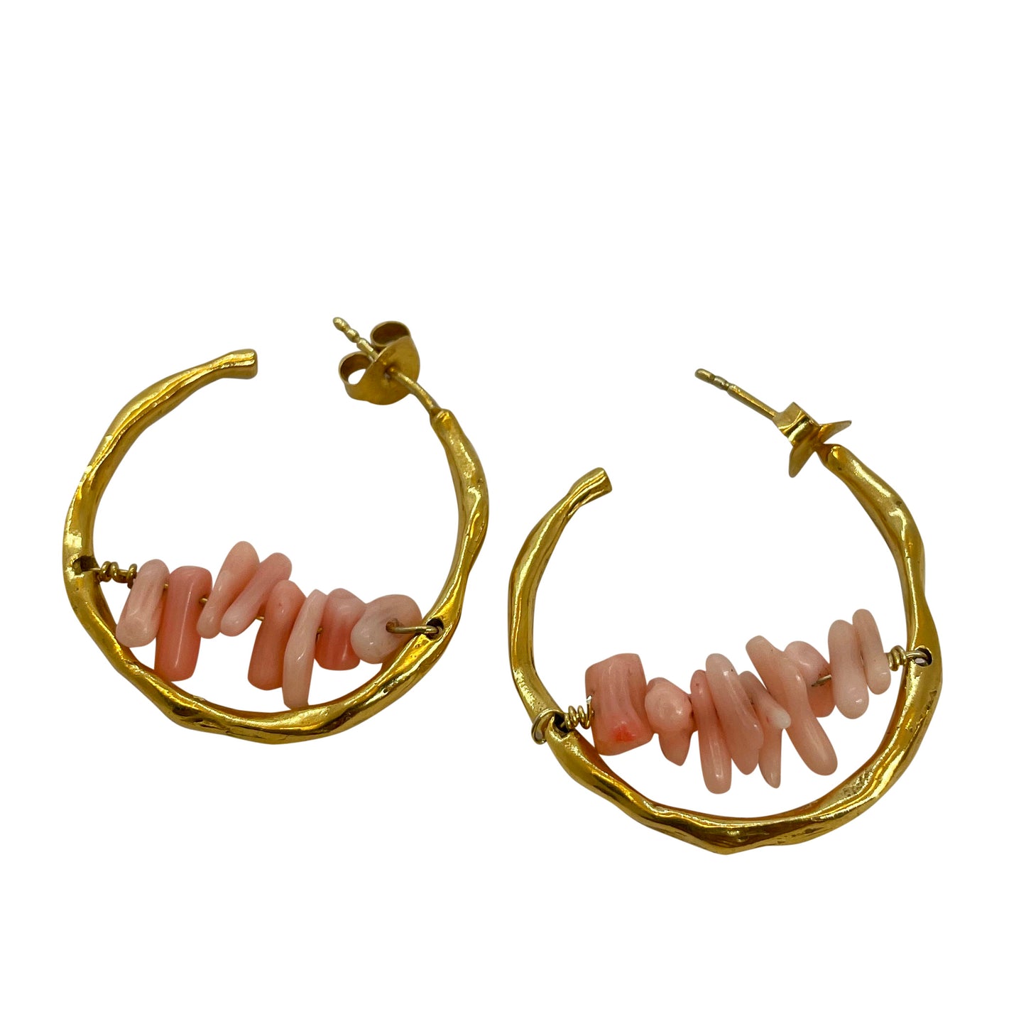 Maggie hoop earrings with coral