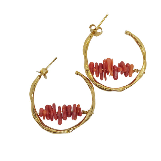 Pendientes Aros Maggie con coral